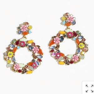 J crew Colorful floral hoop earrings